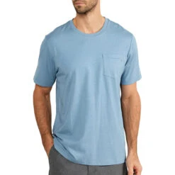 Men's Bamboo Heritage Pocket Tee -Patagonia Clothing Shop heritage pocket tee blue fog men top 1