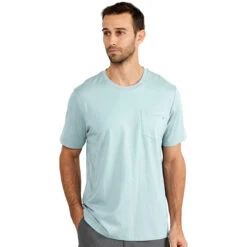Men's Bamboo Heritage Pocket Tee -Patagonia Clothing Shop heritage pocket tee flats blue men 1